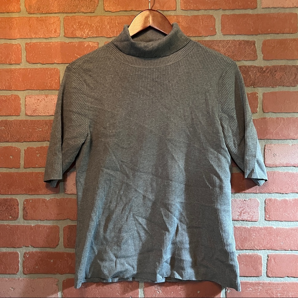 Mock Turtleneck Short Shirt, Ribbed